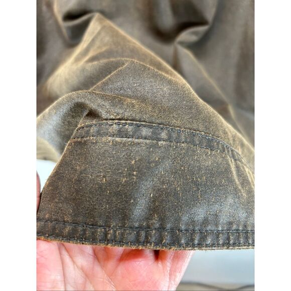 True Nation 2XLT Waxed Cotton Chore Barn Jacket Brown Plaid Line Rugged Workwear - Picture 8 of 14